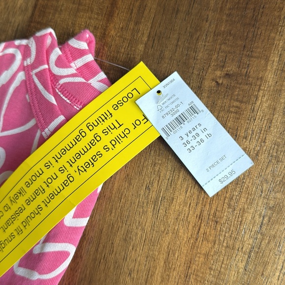 NWT Old Navy 4pc Kids Pajama Set - Pink, White, Yellow, Blue - Picture 9 of 10